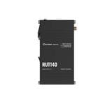 路由器 Industrial Ethernet Router, 2 x Ethernet ports, DIN rail, and an industrial 3-pin connector, RutOS, Wi-Fi 4, Modbus, DLMS, DNP3, and OPC UA, RMS.