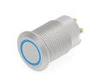 按钮开关 Stainless, Flush Button, Blue LED ring, Solder terminal, LED 24VDC