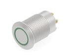 按钮开关 Stainless, Flush Button, Green LED ring, Solder terminal, LED 12VDC