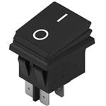 翘板开关 WS-RSTV 10A/250V cut-out 30.2 x 22.2 mm ON-OFF DPST quick connect curved  black silicone actuator black frame