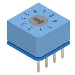 旋钮开关 WS-ROTV 10 Positions 2.54 mm Pitch Horizontal type THT flat Arrow type dark grey actuator 4x1 Terminal real code