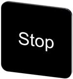 开关硬件 INSCR. LABEL, BLACK 22 X 22MM, STOP